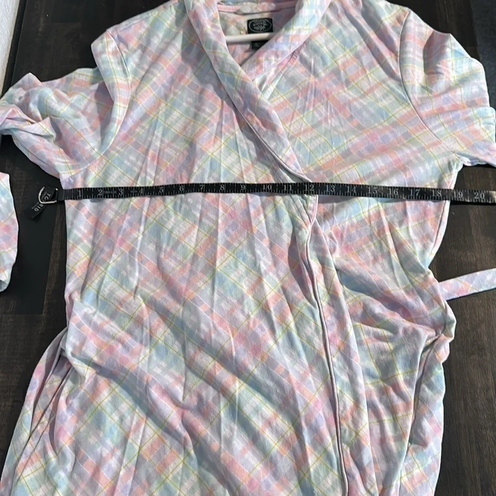 Vintage Laura Ashley Pastel Plaid Short Robe Size XL